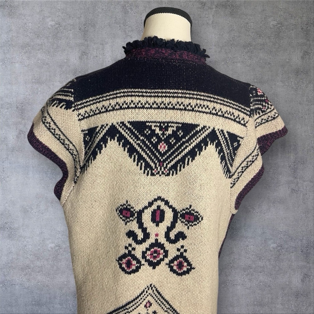 Anthropologie Angel Of The North Aztec Fringed Sweater Vest Womens S Festival - Picture 7 of 12